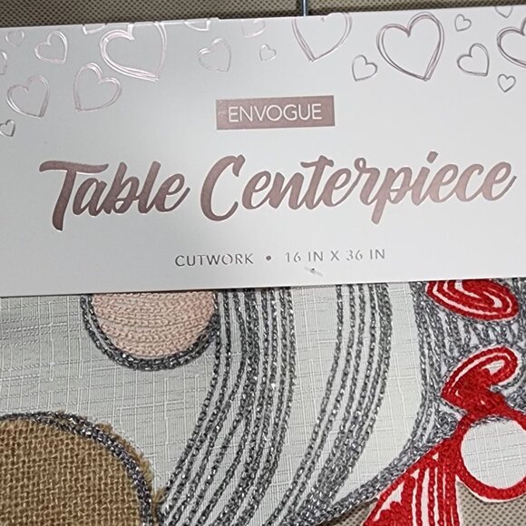 Envogue Gnome Themed LOVE Table Runner Cutwork Design 16x36in - Picture 2 of 8